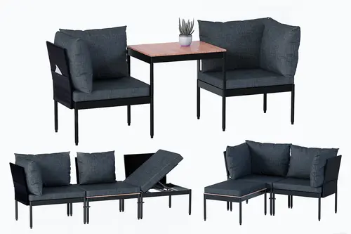 Limni Home Mini Multilounge Bahçe Balkon Koltuğu, Siyah