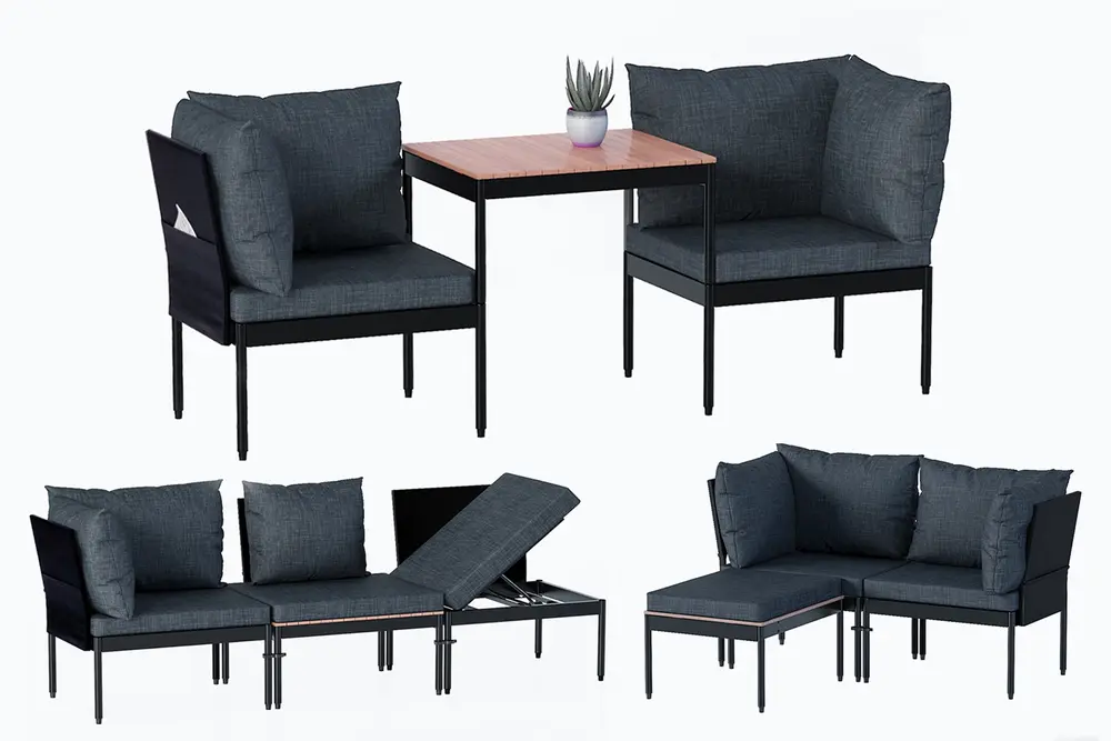Limni Home Mini Multilounge Bahçe Balkon Koltuğu, Siyah