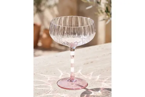 The Mia Ayaklı Cam Dondurma Kasesi Pembe Beyaz 240 Ml