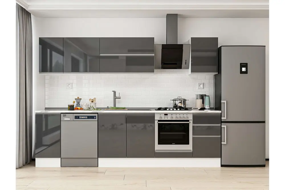 Alvinka 285X210 Cm Mutfak Dolabı, M E80S40S45 2 Antrasit Suntalam