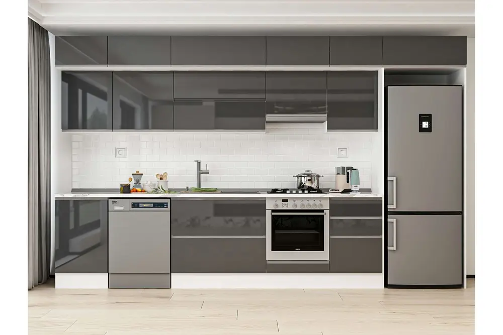 Alvinka 380X240 Cm Mutfak Dolabı, Mb E80S50S50 1 Antrasit Suntalam