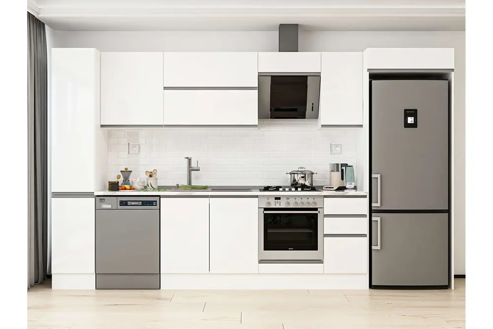 Alvinka 370X222 Cm Mutfak Dolabı, Mbb E90B40S40 2 Beyaz Suntalam