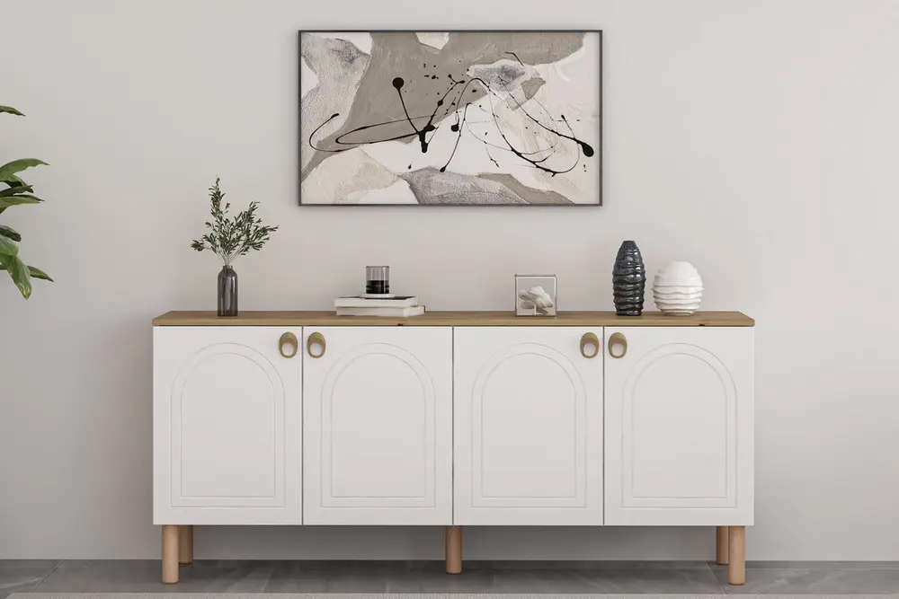 Lotus Bohem Tarz Konsol, Beyaz Artisan