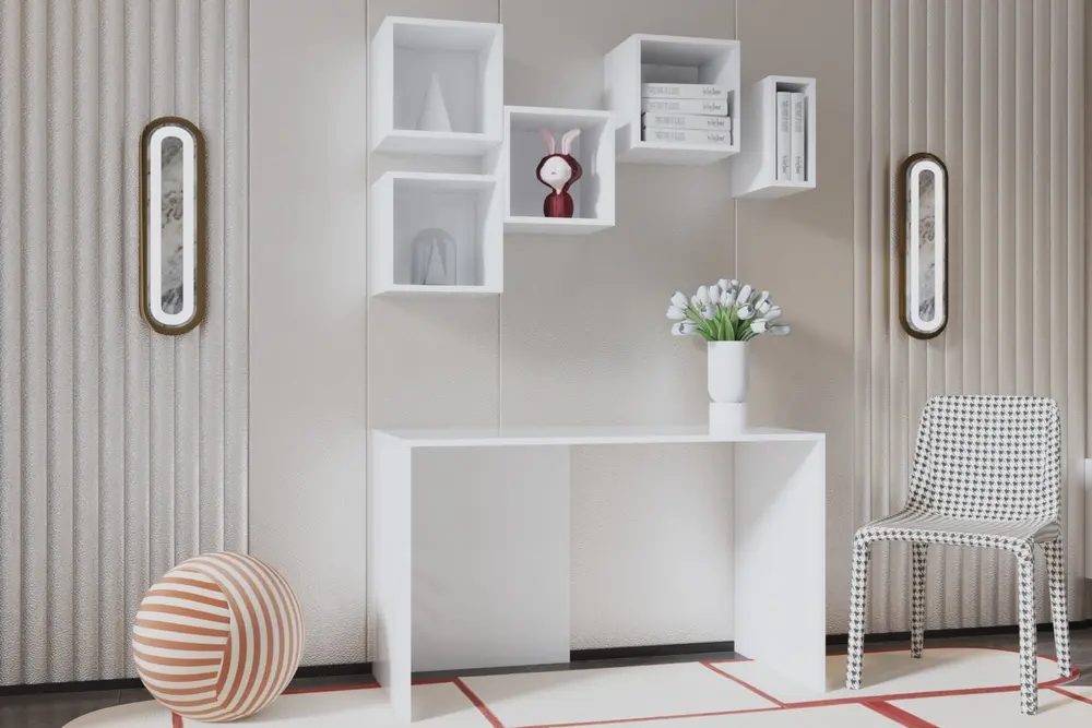 Minimalist Çalışma Masası, Tasarım Duvara Monte