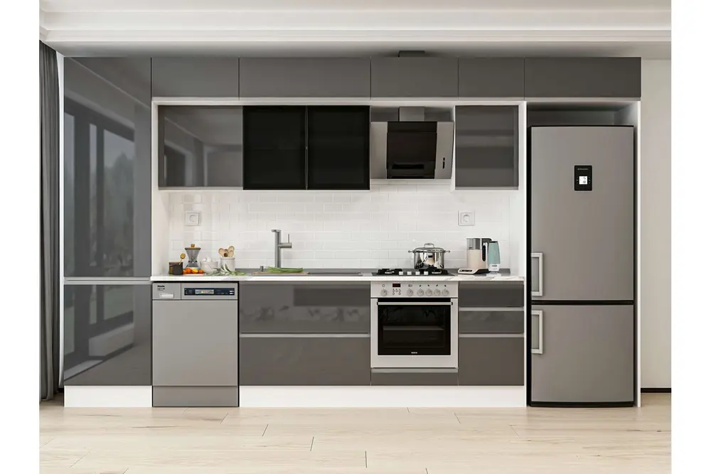 Alvinka 395X240 Cm Mutfak Dolabı, Mbb E90B60S45 3 Antrasit Suntalam