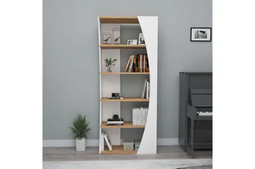 Selge 5 Raflı Kitaplık, Atlantik Çam Beyaz