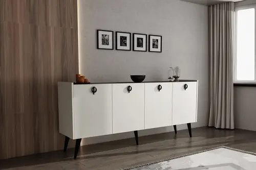Alonex Kaya Konsol, Ay Taşı Kırık Beyaz, 180 Cm