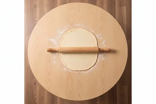 Alesta Ahşap Desenli Katlanabilir Yer Sofrası, 60 Cm Çap, 21 Cm Yükseklik