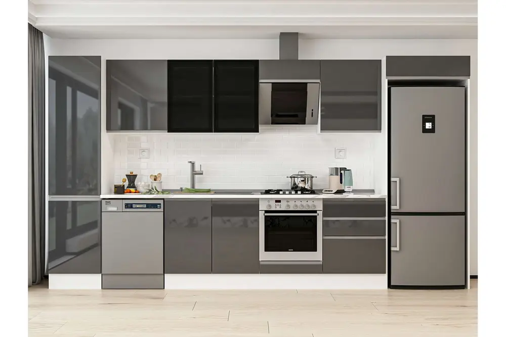 Alvinka 400X222 Cm Mutfak Dolabı, Mbb E90B50S60 3 Antrasit Suntalam