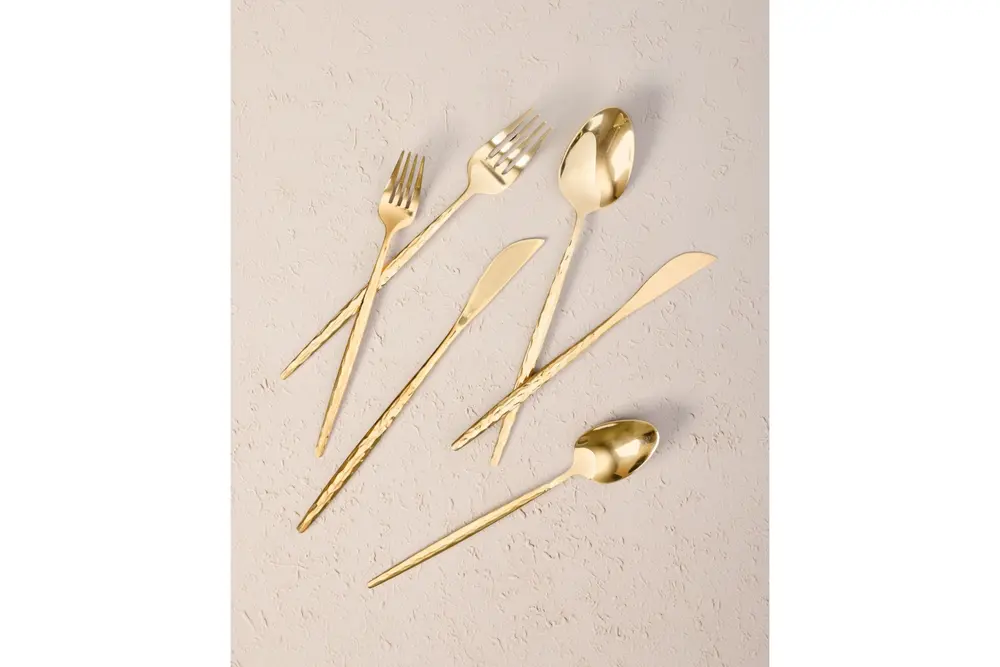 The Mia Shiny Çatal Kaşık Bıçak Takımı Gold 24 Parça