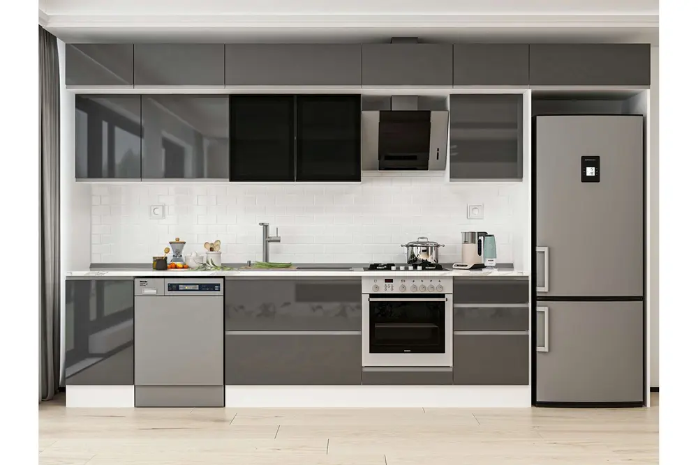 Alvinka 375X240 Cm Mutfak Dolabı, Mb E80S45S50 3 Antrasit Suntalam