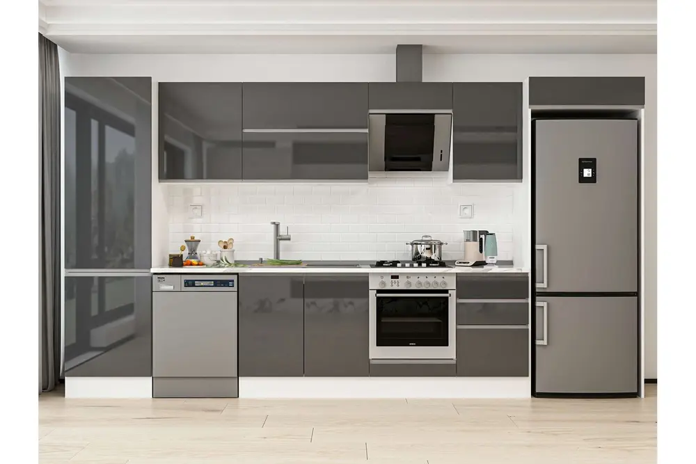 Alvinka 400X222 Cm Mutfak Dolabı, Mbb E90B60S50 2 Antrasit Suntalam