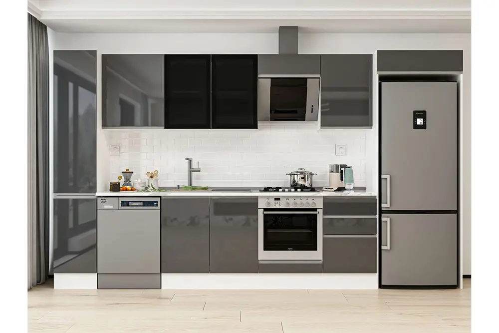 Alvinka 380X222 Cm Mutfak Dolabı, Mbb E90B40S50 3 Antrasit Suntalam