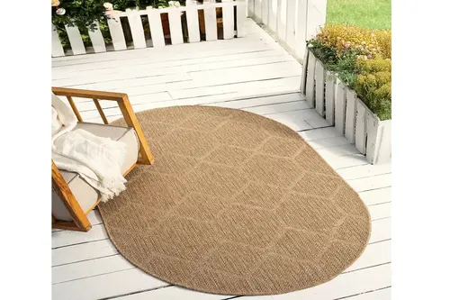 Dia Antibakteriyel Oval Jüt Halı, Bej 669 160X230 Cm