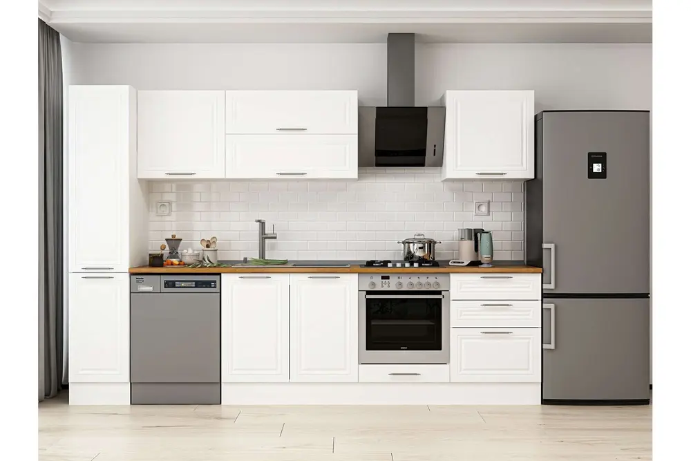 Alvinka 300X210 Cm Klasik Mebran Mutfak Dolabı, Mb E80B40S60 2 Mebran Beyaz Suntalam