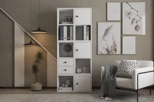Leksa 3 Kapaklı Çekmeceli Raflı Kitaplık 65 Cm Beyaz Ktp-1044-Ç