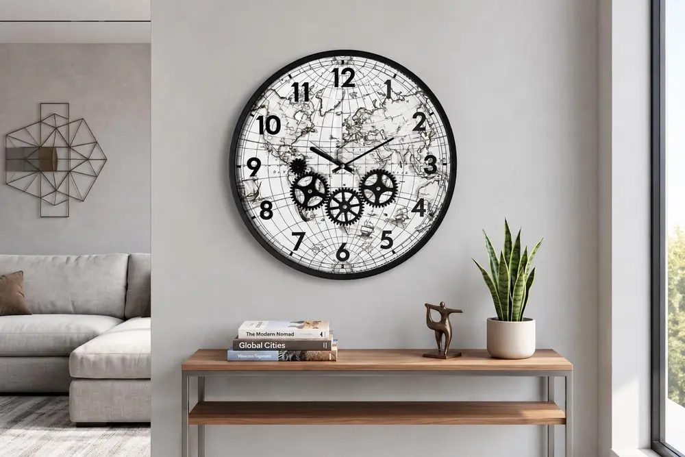 Muyika Atlas Duvar Saati, Pri Çarklı, 47 Cm