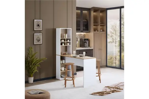 Hermobi Nova Beyaz/Gardenmeşe Bar Masası