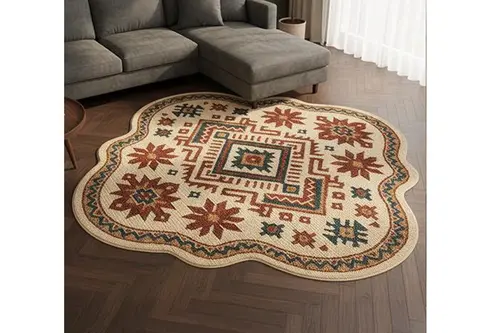 Otantik Motifli Özel Kesim Dokuma Taban Halı, 446 Yng, 80X80 Cm