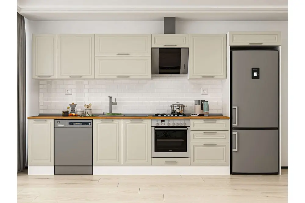 Alvinka 380X222 Cm Klasik Mebran Mutfak Dolabı, Mb E80S40S60 2 Mebran Kumtaşı Suntalam
