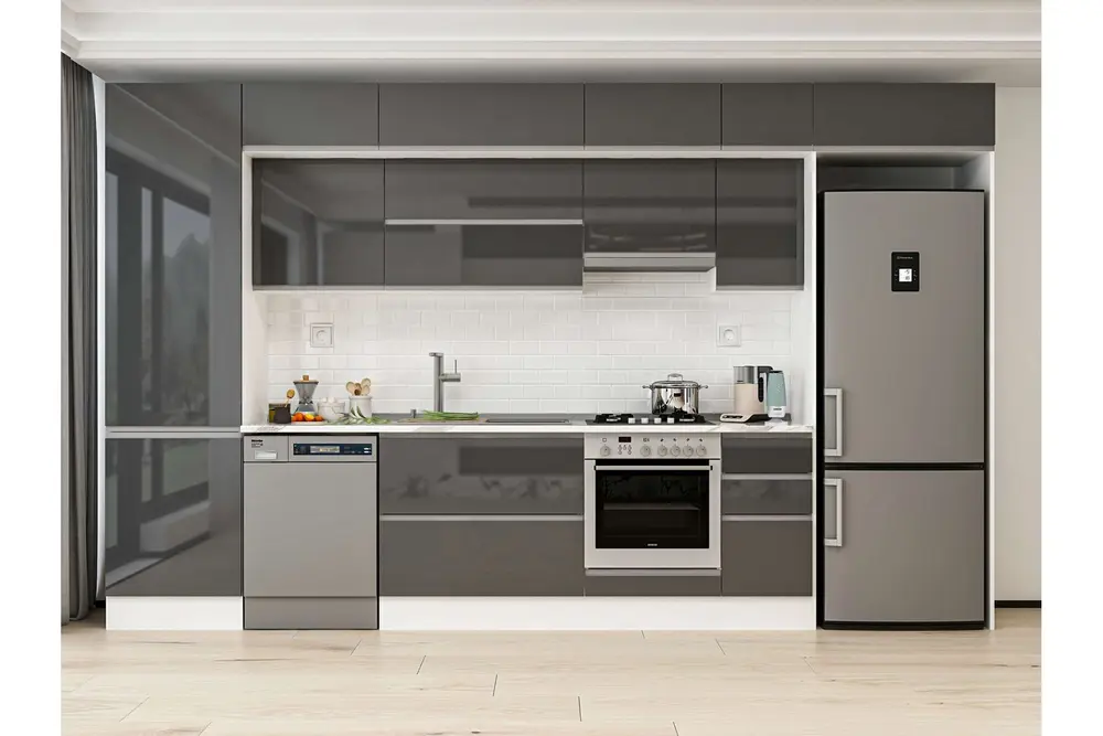 Alvinka 390X240 Cm Mutfak Dolabı, Mbb E90B60S40 1 Antrasit Suntalam