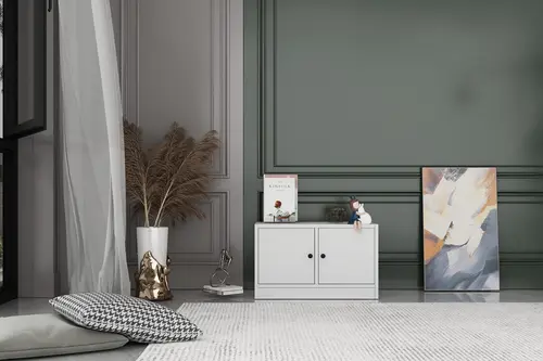 Leksa 2 Kapaklı Beyaz Kitaplık