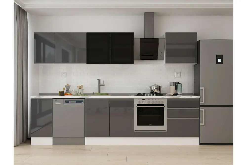 Alvinka 310X210 Cm Mutfak Dolabı, M E90S40S60 3 Antrasit Suntalam