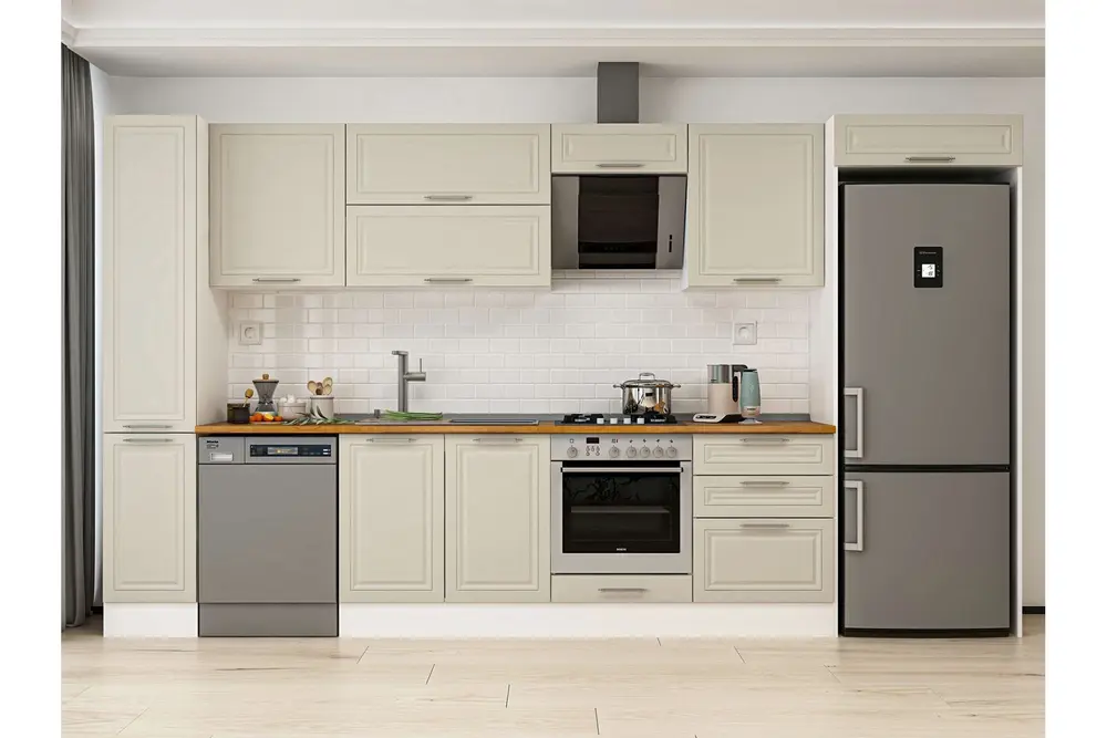 Alvinka 390X222 Cm Klasik Mebran Mutfak Dolabı, Mbb E90B40S60 2 Mebran Kumtaşı Suntalam