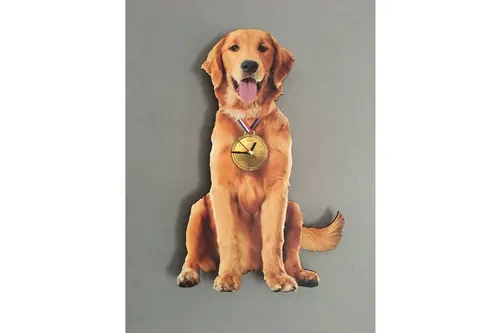 Golden Retriever Dekoratif Sarkaçlı Duvar Saati