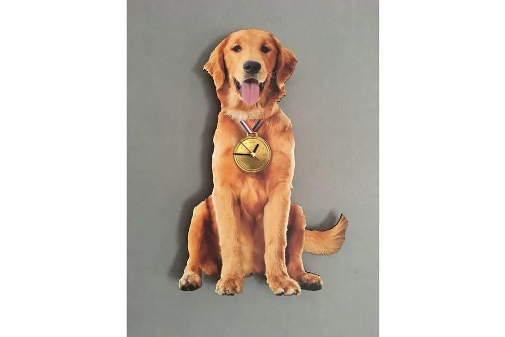 Golden Retriever Dekoratif Sarkaçlı Duvar Saati
