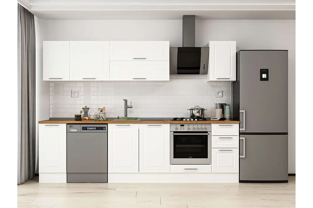 Alvinka 280X210 Cm Klasik Mebran Mutfak Dolabı, M E80S40S40 2 Mebran Beyaz Suntalam