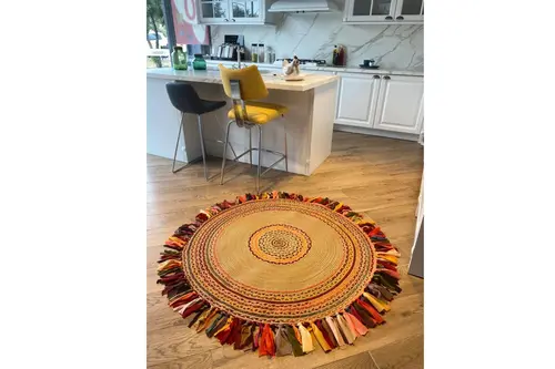 Milda Jüt Kilim 15, Yuvarlak, Hasır, 200X200