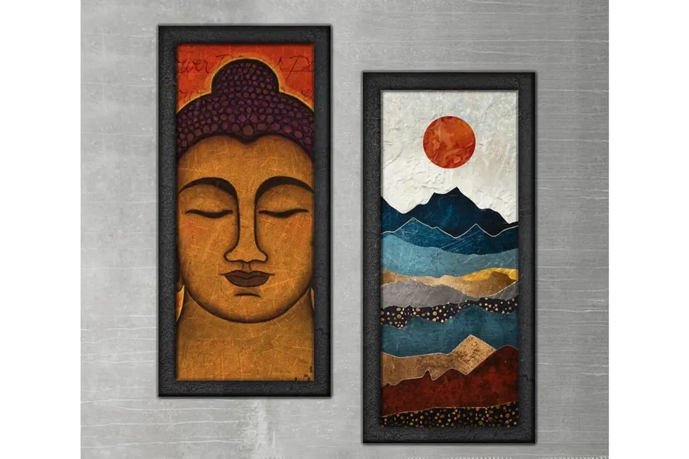 Ahşap Yağlı Boya Dokulu Tablo, Buda Gün