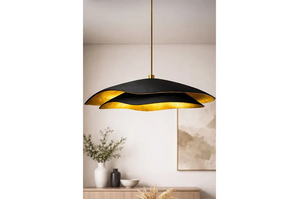 Handmade Wabi Sabi Karbon Beton Avize, Black Marvante