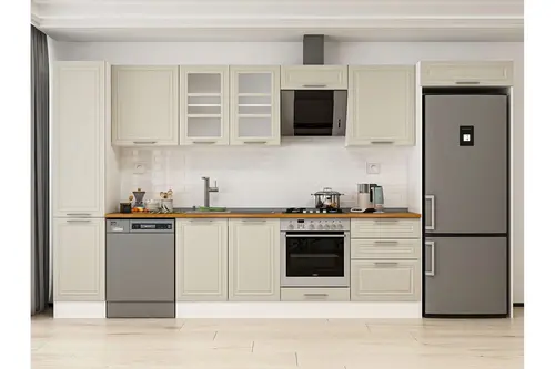 Alvinka 395X222 Cm Klasik Mebran Mutfak Dolabı, Mbb E90B45S60 3 Mebran Kumtaşı Suntalam