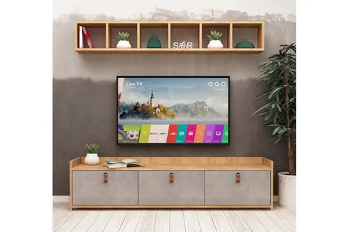 Esmob Betong Plus Sleppa Tv Ünitesi, Meşe-Açık Beton