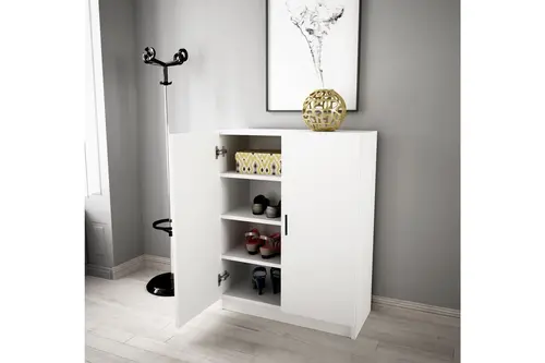 Alesta Çok Amaçlı Dolap, Beyaz, 2 Kapaklı, 4 Raflı