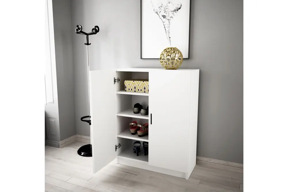 Alesta Çok Amaçlı Dolap, Beyaz, 2 Kapaklı, 4 Raflı