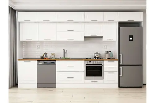 Alvinka 385X240 Cm Klasik Mebran Mutfak Dolabı, Mb E80S60S45 1 Mebran Beyaz Suntalam