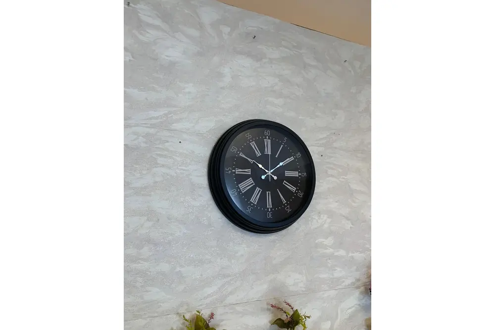 Black Noble Metal Modern Duvar Saati 40 Cm