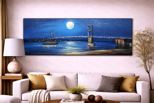 Gece Yarısı Boğaz Köprüsü Orijinal Yağlı Boya Tablo