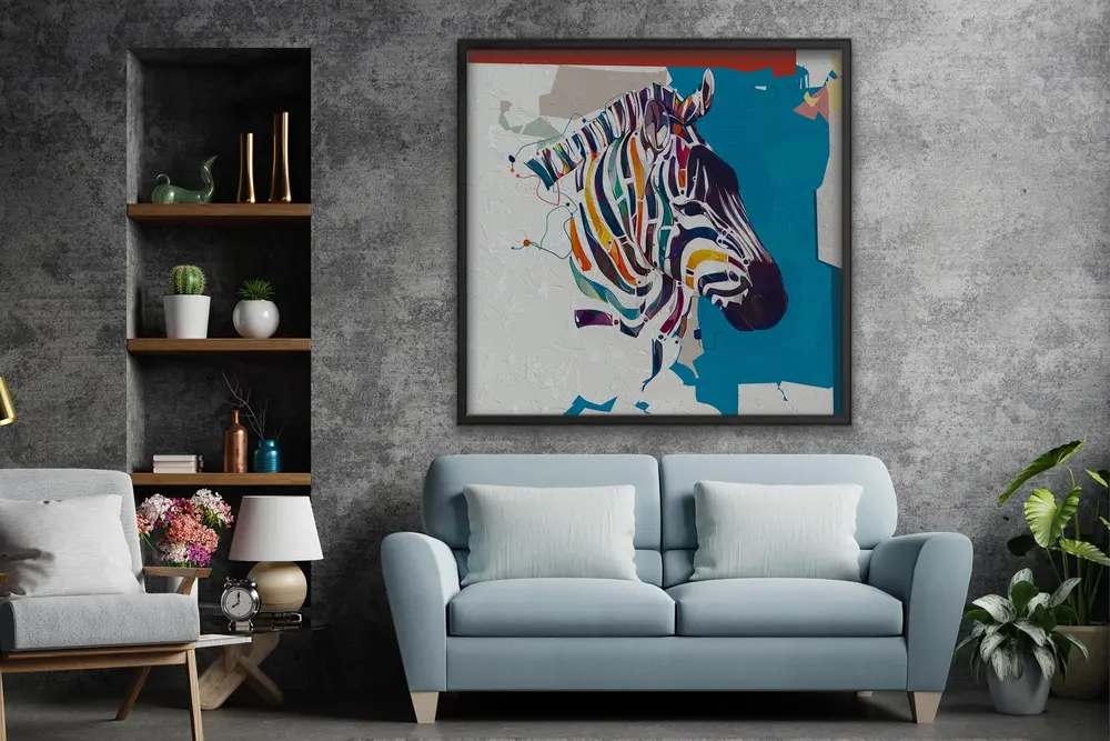 Ahşap Yağlı Boya Dokulu Tablo, Zebra