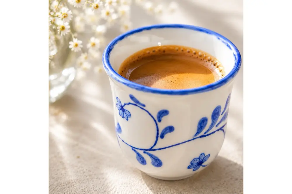 Espresso Fincanı Mavi Beyaz