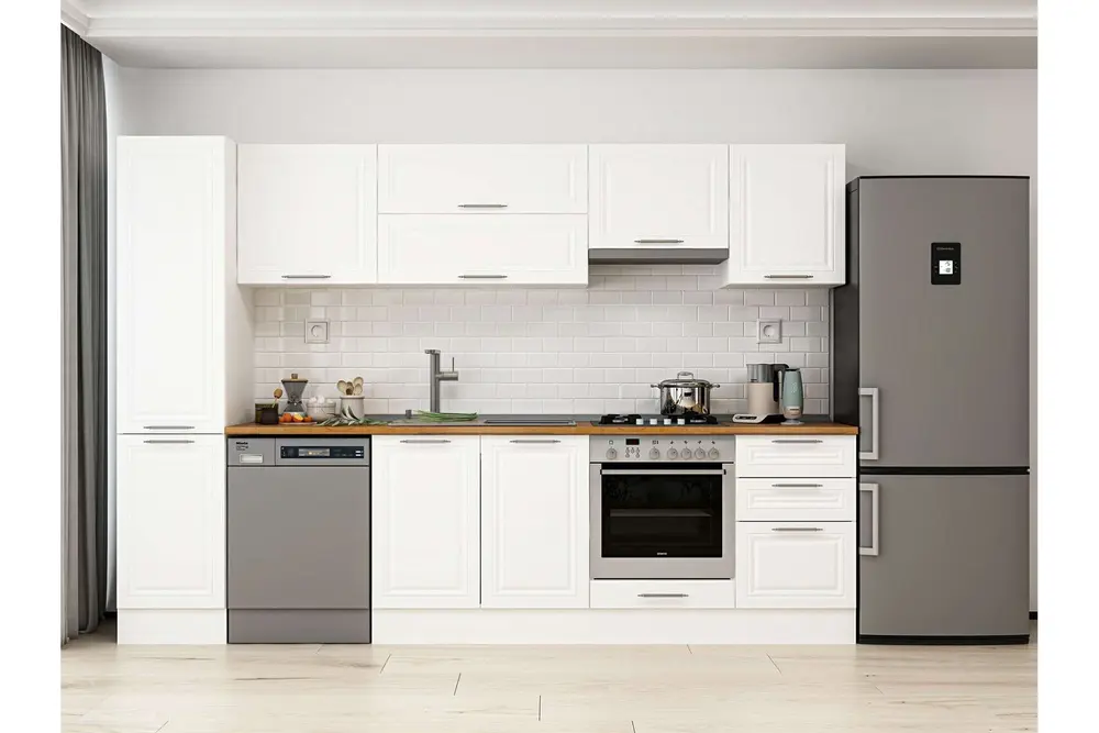 Alvinka 305X210 Cm Klasik Mebran Mutfak Dolabı, Mb E90B45S50 1 Mebran Beyaz Suntalam