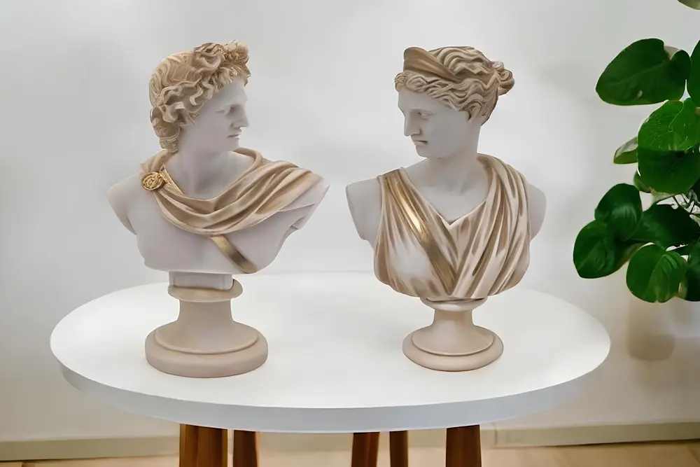 Artemis & Apollo Büst Set Krem Gold Eskitme