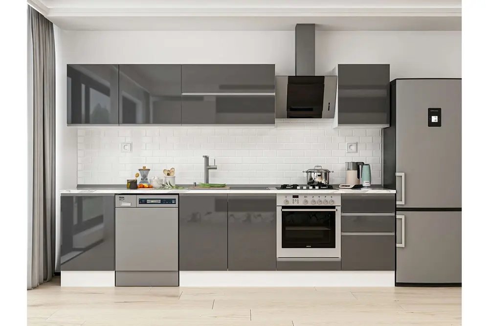 Alvinka 310X210 Cm Mutfak Dolabı, M E90S50S50 2 Antrasit Suntalam