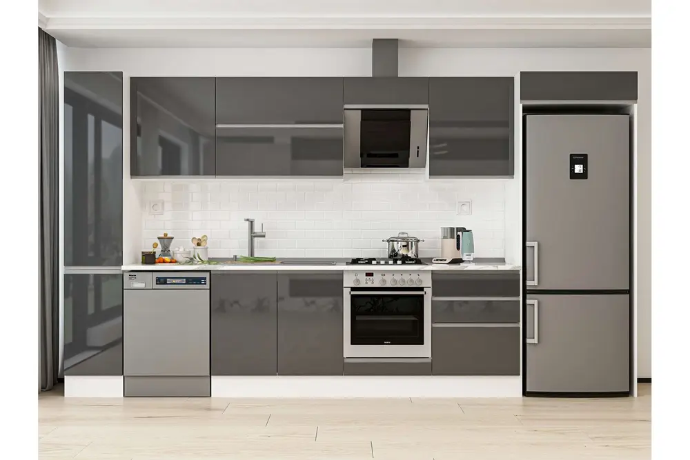 Alvinka 380X222 Cm Mutfak Dolabı, Mbb E80B40S60 2 Antrasit Suntalam