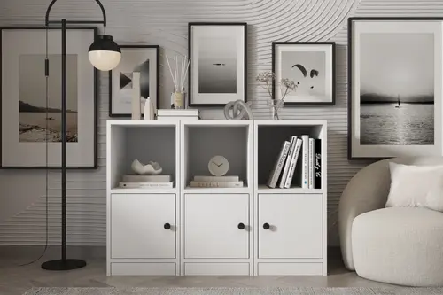 Leksa 3 Kapaklı Raflı Kitaplık 97 Cm Beyaz Ktp-1186-Ç