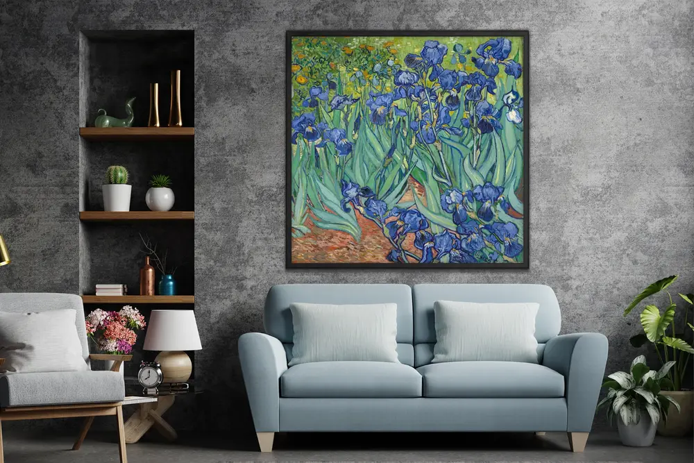 Ahşap Yağlı Boya Dokulu Tablo, İrisler Vıncent Van Gogh