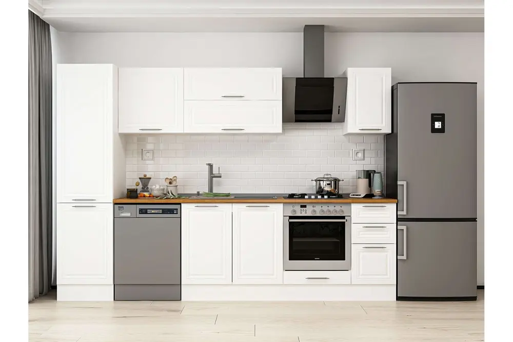 Alvinka 300X210 Cm Klasik Mebran Mutfak Dolabı, Mb E90B50S40 2 Mebran Beyaz Suntalam